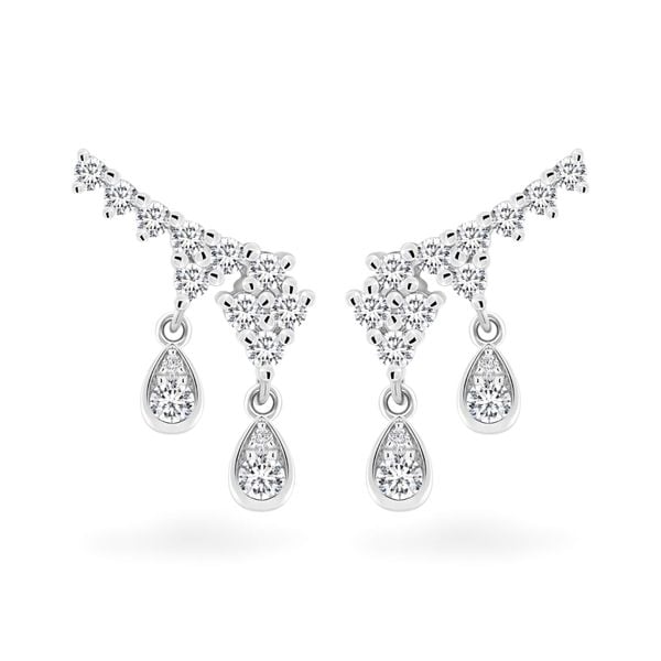 Hoa tai vàng trắng 14K gắn kim cương DOJI AFER800009F2DA1