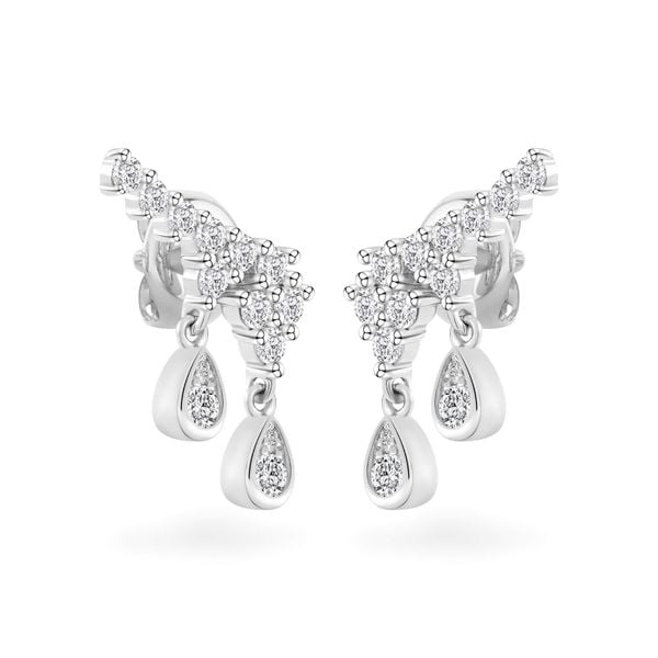 Hoa tai vàng trắng 14K gắn kim cương DOJI AFER800009F2DA1