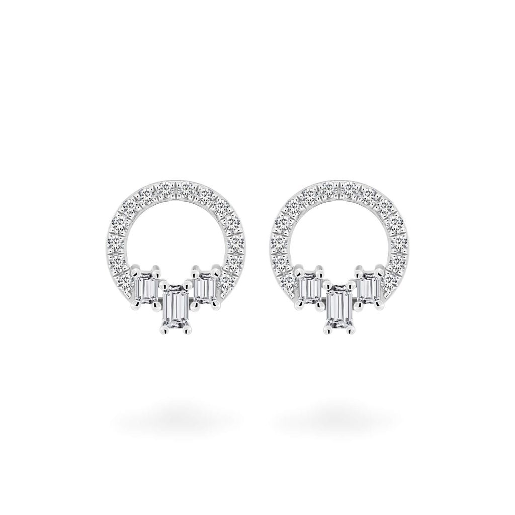 Hoa tai vàng trắng 14K gắn kim cương DOJI AFER800012F2DA1 