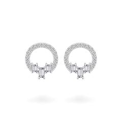 Hoa tai vàng trắng 14K gắn kim cương DOJI AFER800012F2DA1