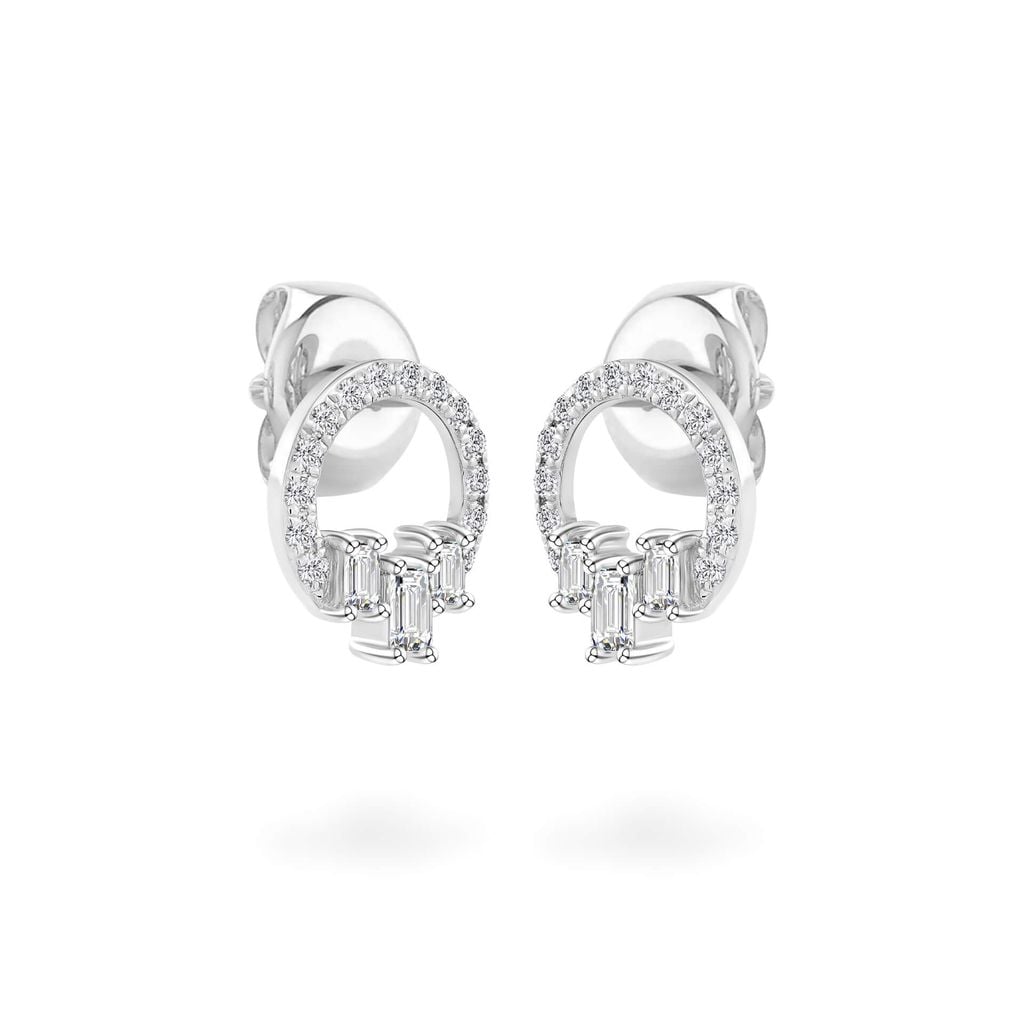 Hoa tai vàng trắng 14K gắn kim cương DOJI AFER800012F2DA1 