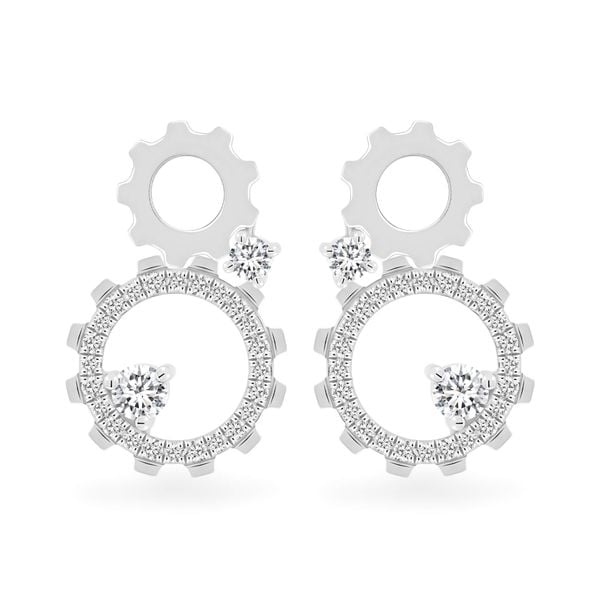 Hoa tai vàng trắng 14K gắn kim cương DOJI AFER800021F2DA1