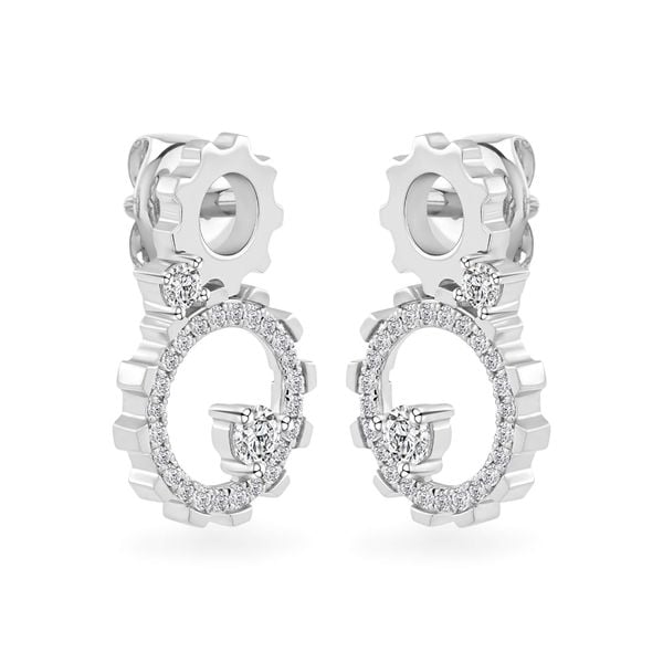 Hoa tai vàng trắng 14K gắn kim cương DOJI AFER800021F2DA1