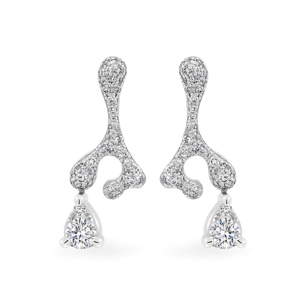 Hoa tai vàng trắng 14K gắn kim cương DOJI AFER800029F2DA1 