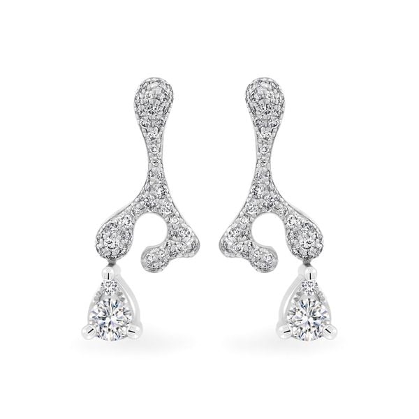 Hoa tai vàng trắng 14K gắn kim cương DOJI AFER800029F2DA1