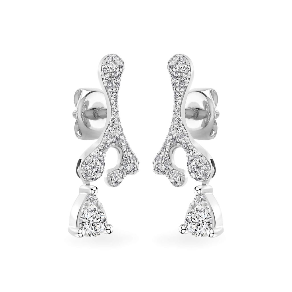 Hoa tai vàng trắng 14K gắn kim cương DOJI AFER800029F2DA1 