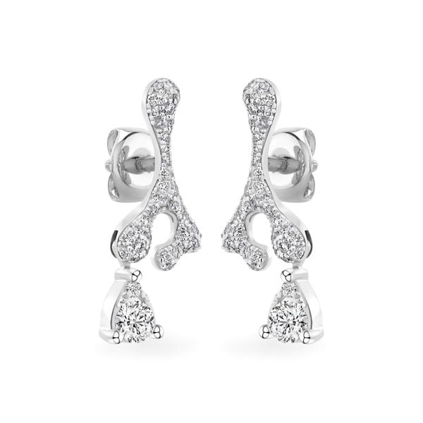 Hoa tai vàng trắng 14K gắn kim cương DOJI AFER800029F2DA1