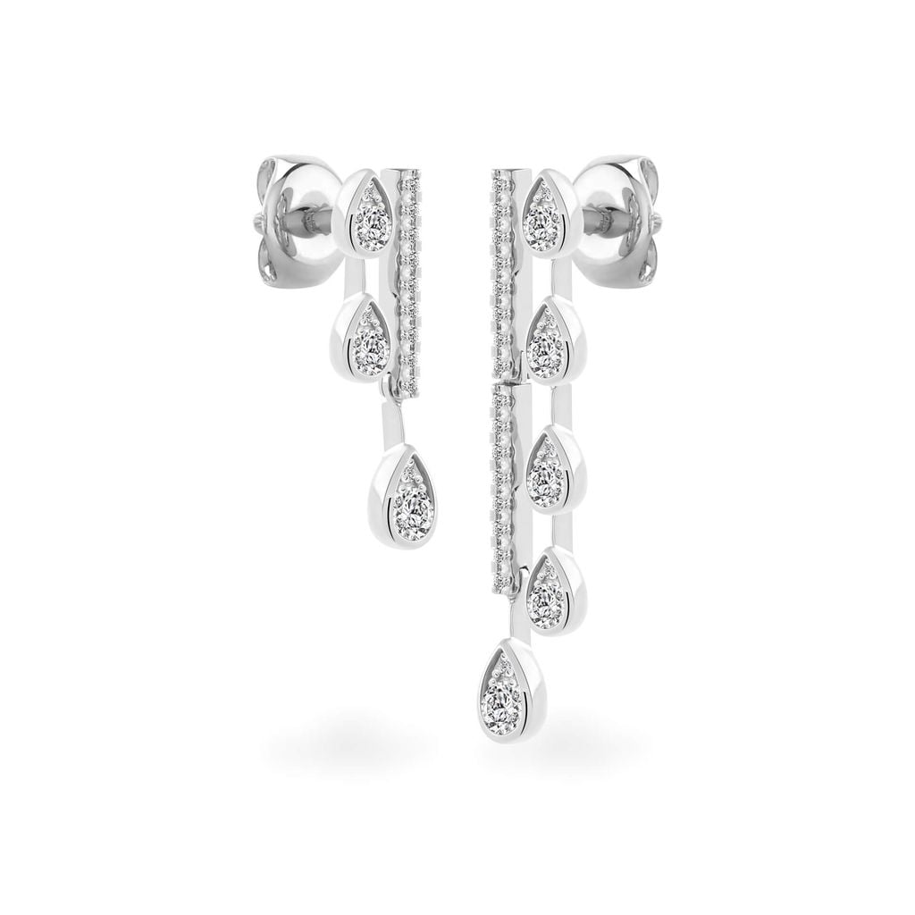 Hoa tai vàng trắng 14K gắn kim cương DOJI AFER800031F2DA1 