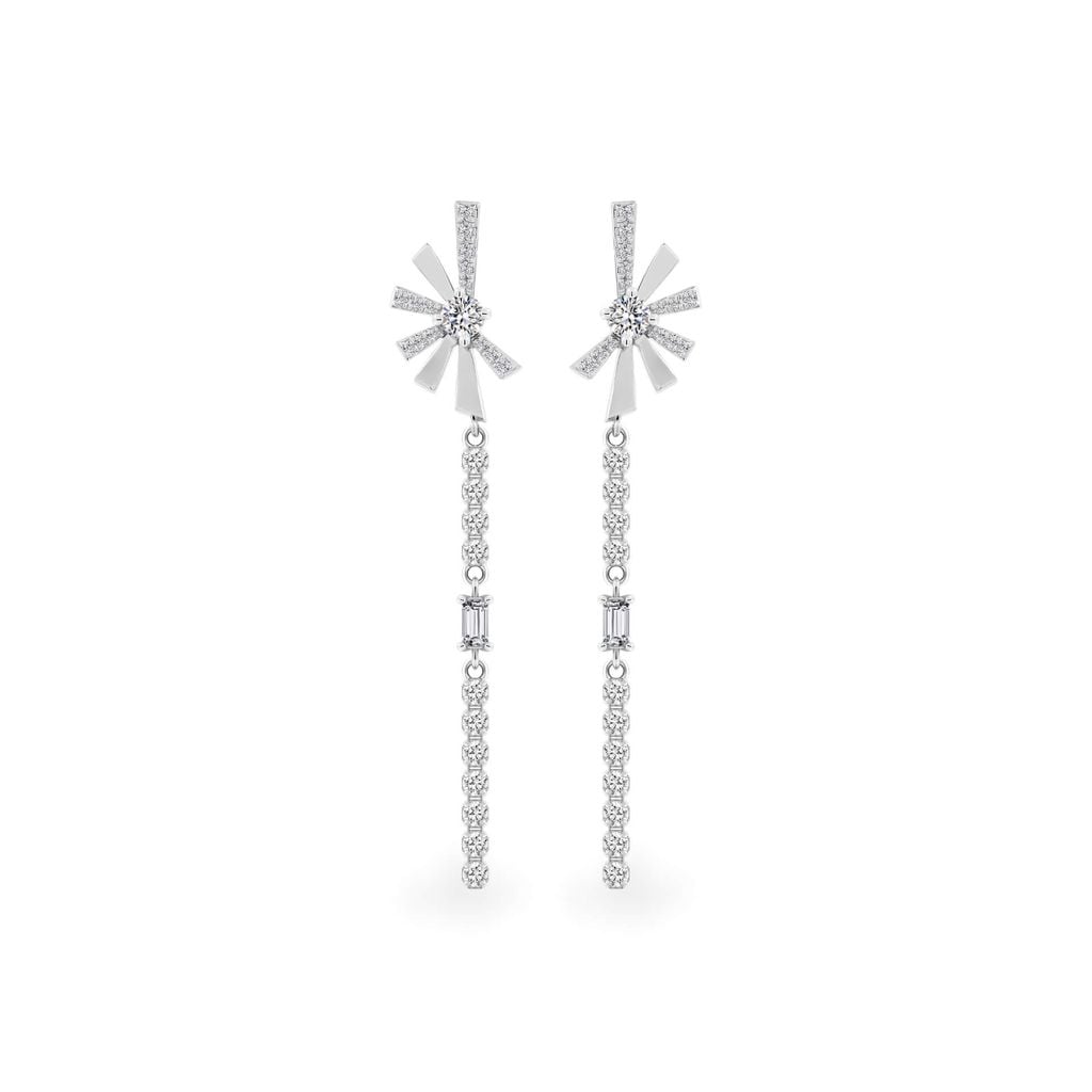 Hoa tai vàng trắng 14K gắn kim cương DOJI AFER800036F2DA1 