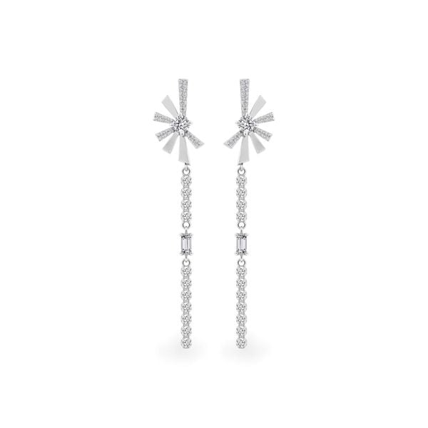 Hoa tai vàng trắng 14K gắn kim cương DOJI AFER800036F2DA1