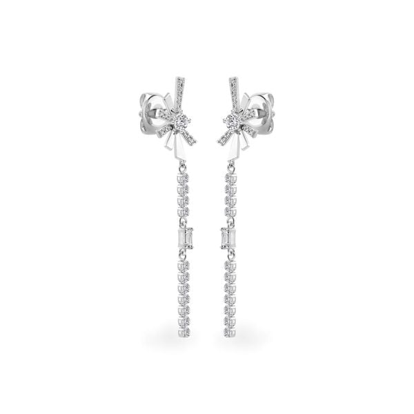 Hoa tai vàng trắng 14K gắn kim cương DOJI AFER800036F2DA1