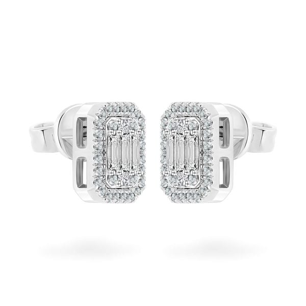 Hoa tai vàng trắng 14K gắn kim cương DOJI AFER800038F2DA1