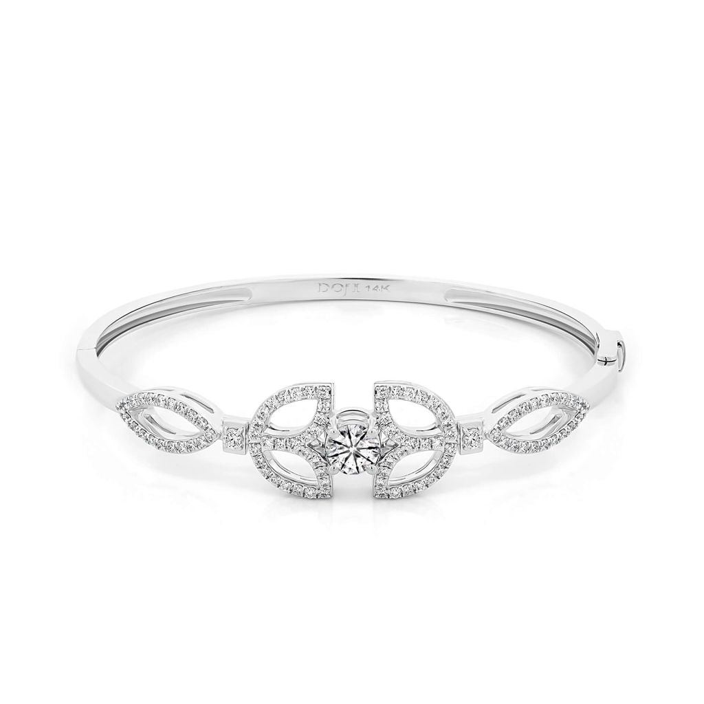 Vòng tay vàng trắng 14K gắn kim cương DOJI AFGB400037F2HA1 