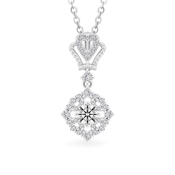 Mặt dây vàng trắng 14K gắn kim cương DOJI AFPB002026F2HA1