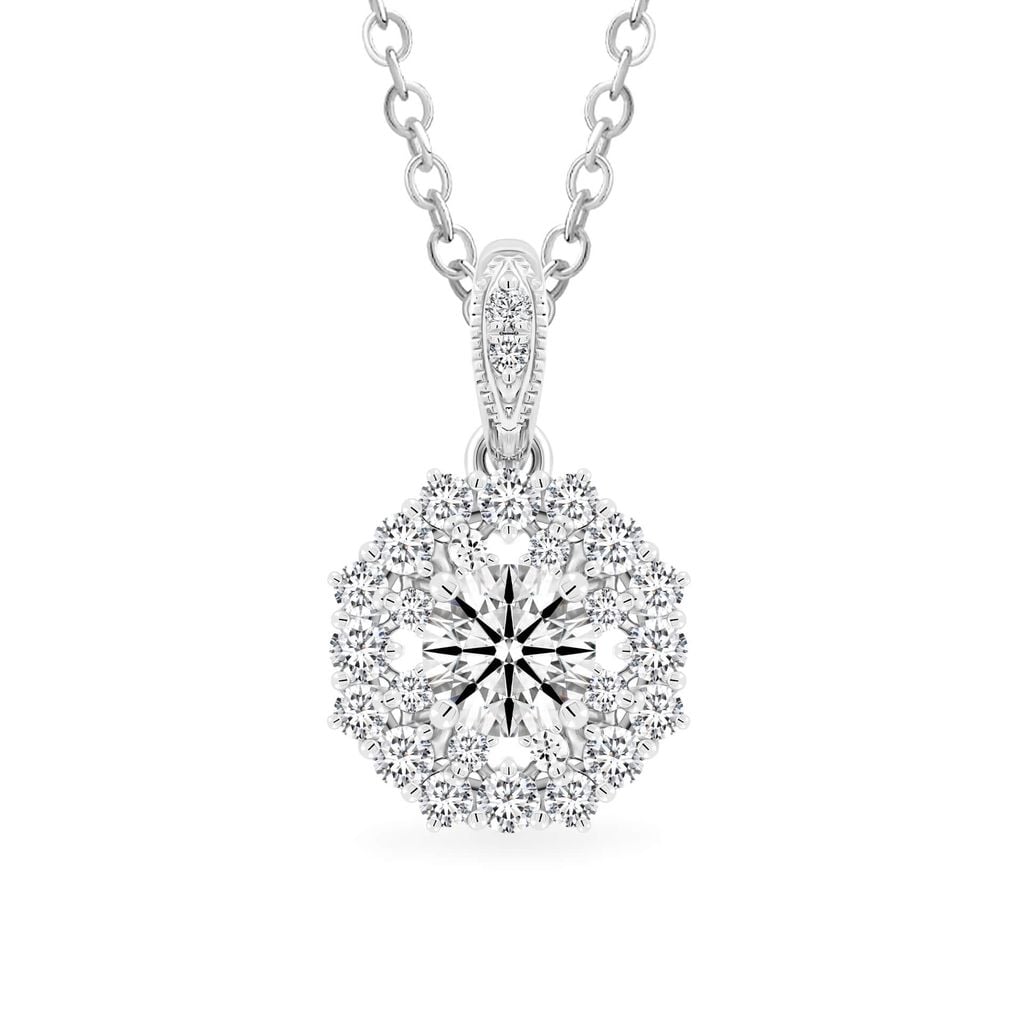 Mặt dây vàng trắng 14K gắn kim cương DOJI AFPB002048F2HA1 