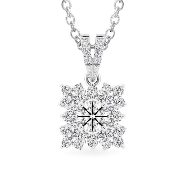Mặt dây vàng trắng 14K gắn kim cương DOJI AFPB002063F2HA1