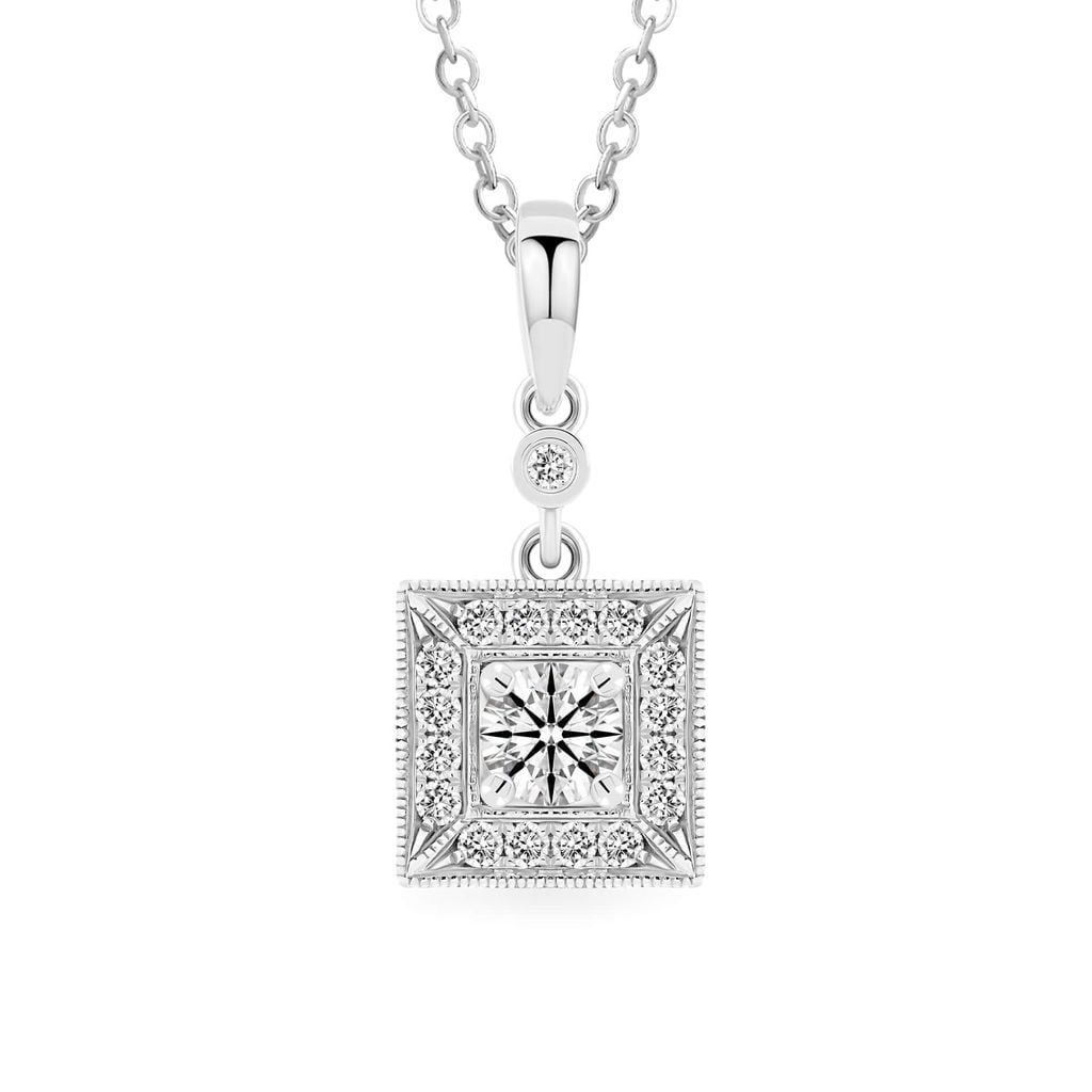 Mặt dây vàng trắng 14K gắn kim cương DOJI AFPB100117F2HA1 