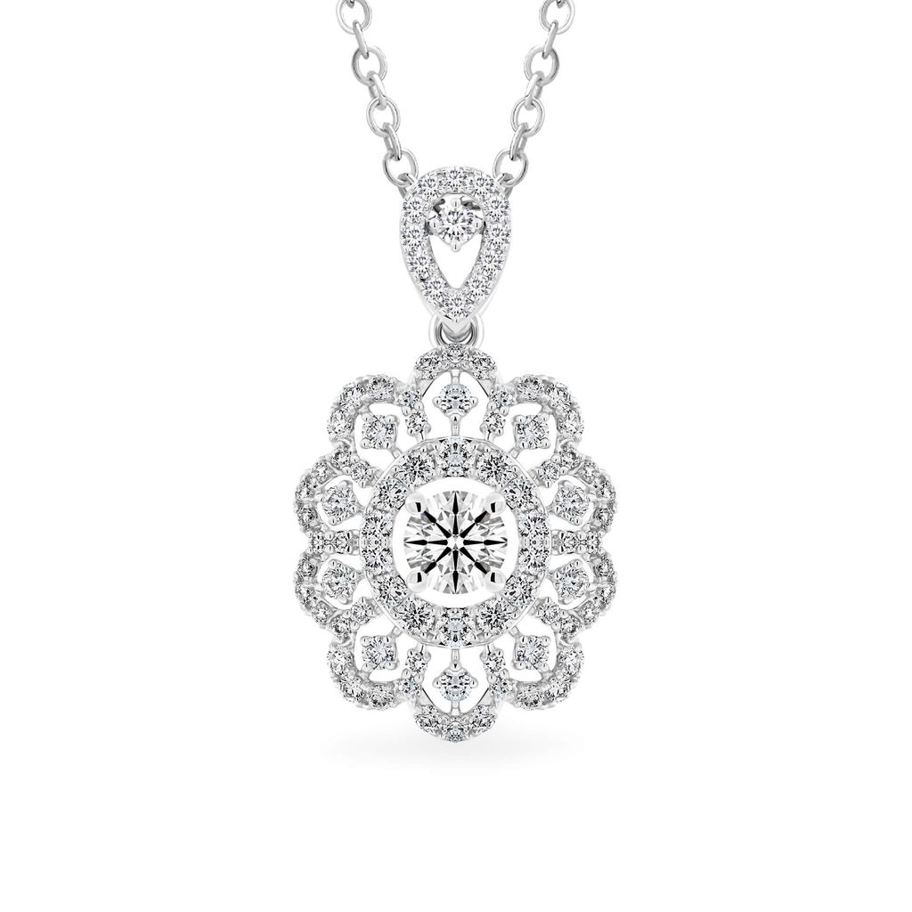 Mặt dây vàng trắng 14K gắn kim cương DOJI AFPB102101F2HA1 