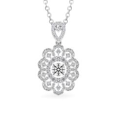 Mặt dây vàng trắng 14K gắn kim cương DOJI AFPB102101F2HA1
