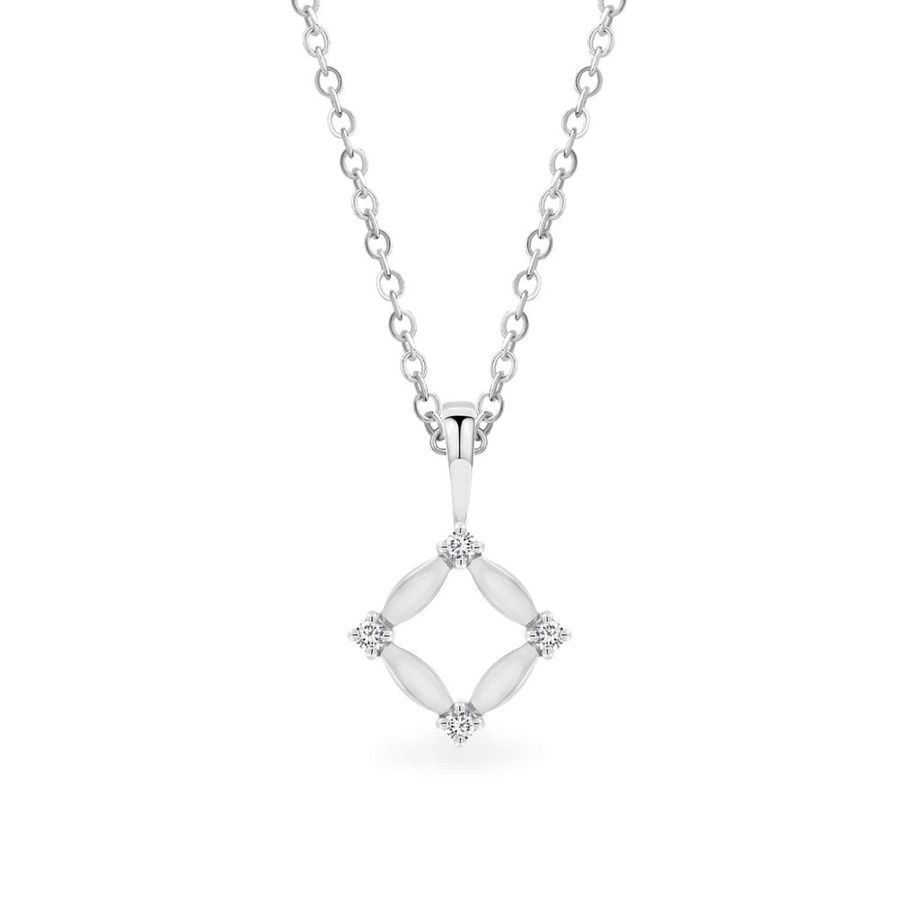 Mặt dây vàng trắng 14K gắn đá CZ DOJI AFPK000748F2CZ1 