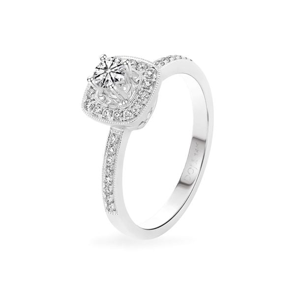 Nhẫn vàng trắng 14K gắn kim cương DOJI AFRB000070F2HA1