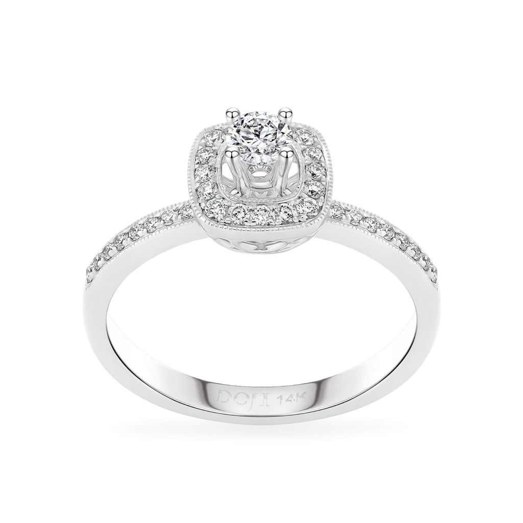 Nhẫn vàng trắng 14K gắn kim cương DOJI AFRB000070F2HA1 