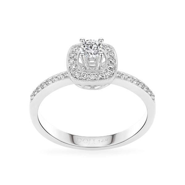 Nhẫn vàng trắng 14K gắn kim cương DOJI AFRB000070F2HA1