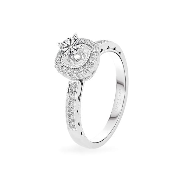 Nhẫn vàng trắng 14K gắn kim cương DOJI AFRB100031F2HA1