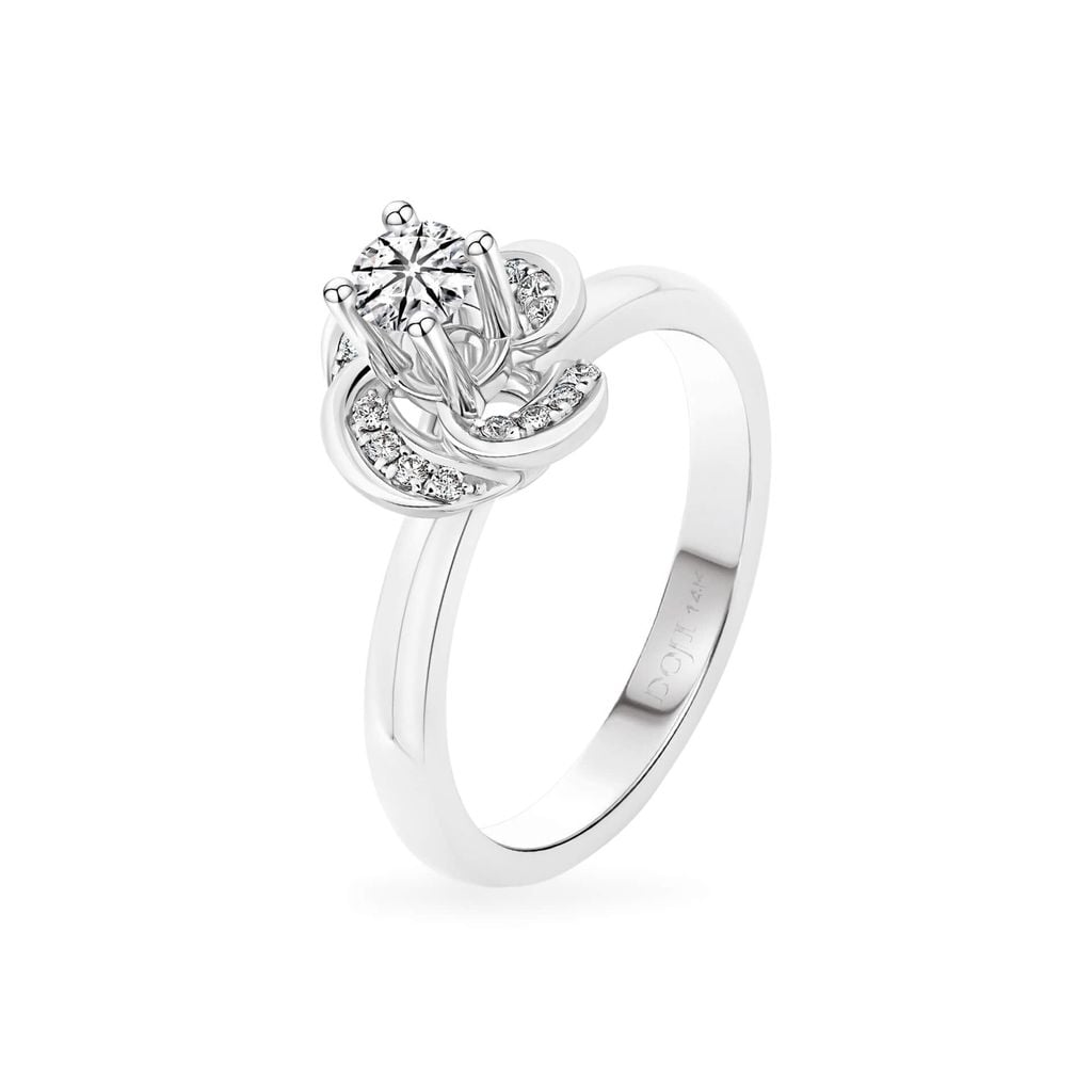 Nhẫn vàng trắng 14K gắn kim cương DOJI AFRB100098F2HA1 