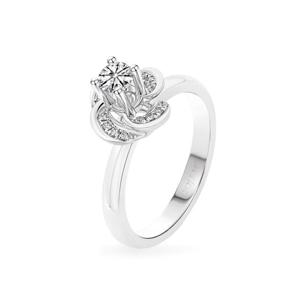 Nhẫn vàng trắng 14K gắn kim cương DOJI AFRB100098F2HA1