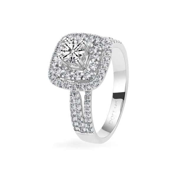 Nhẫn vàng trắng 14K gắn kim cương DOJI AFRB100110F2HA1