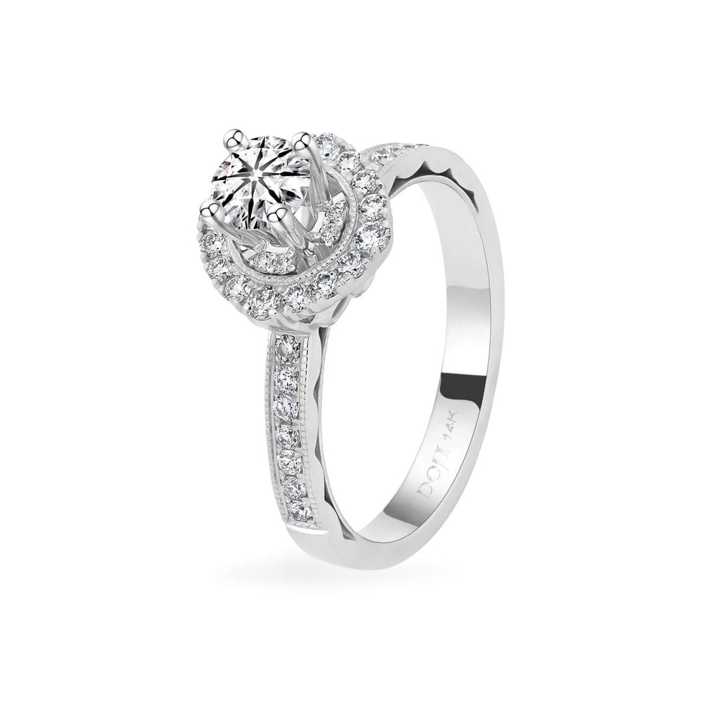 Nhẫn vàng trắng 14K gắn kim cương DOJI AFRB100125F2HA1 