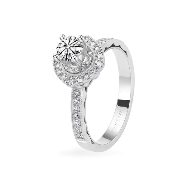 Nhẫn vàng trắng 14K gắn kim cương DOJI AFRB100125F2HA1