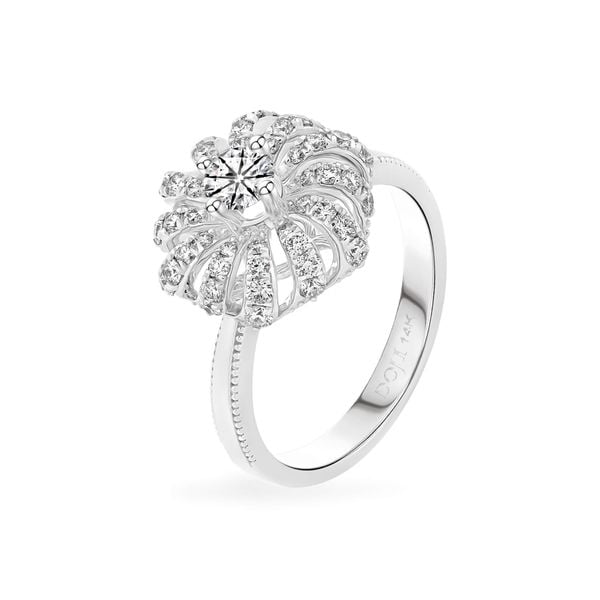 Nhẫn vàng trắng 14K gắn kim cương DOJI AFRB100174F2HA1