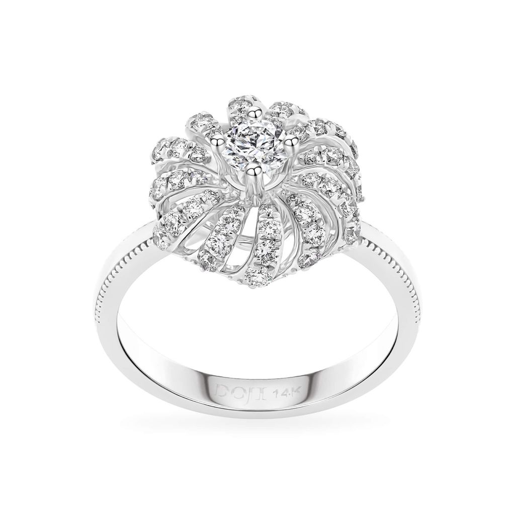 Nhẫn vàng trắng 14K gắn kim cương DOJI AFRB100174F2HA1 