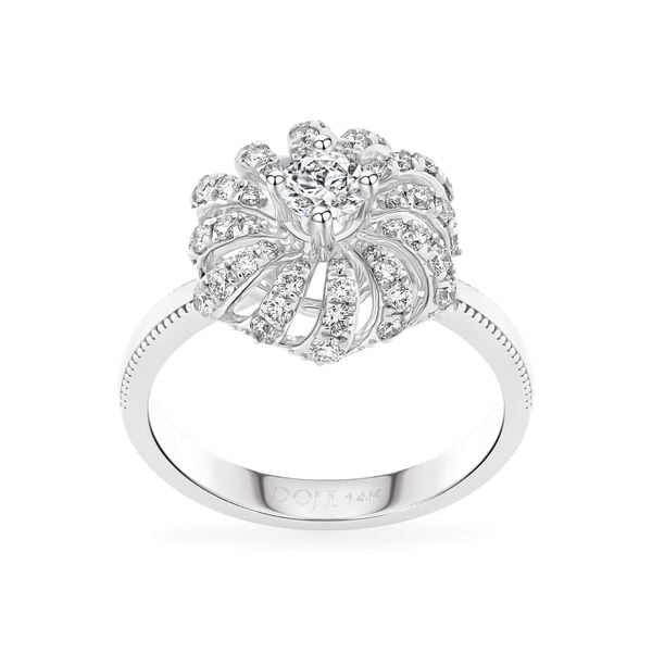 Nhẫn vàng trắng 14K gắn kim cương DOJI AFRB100174F2HA1