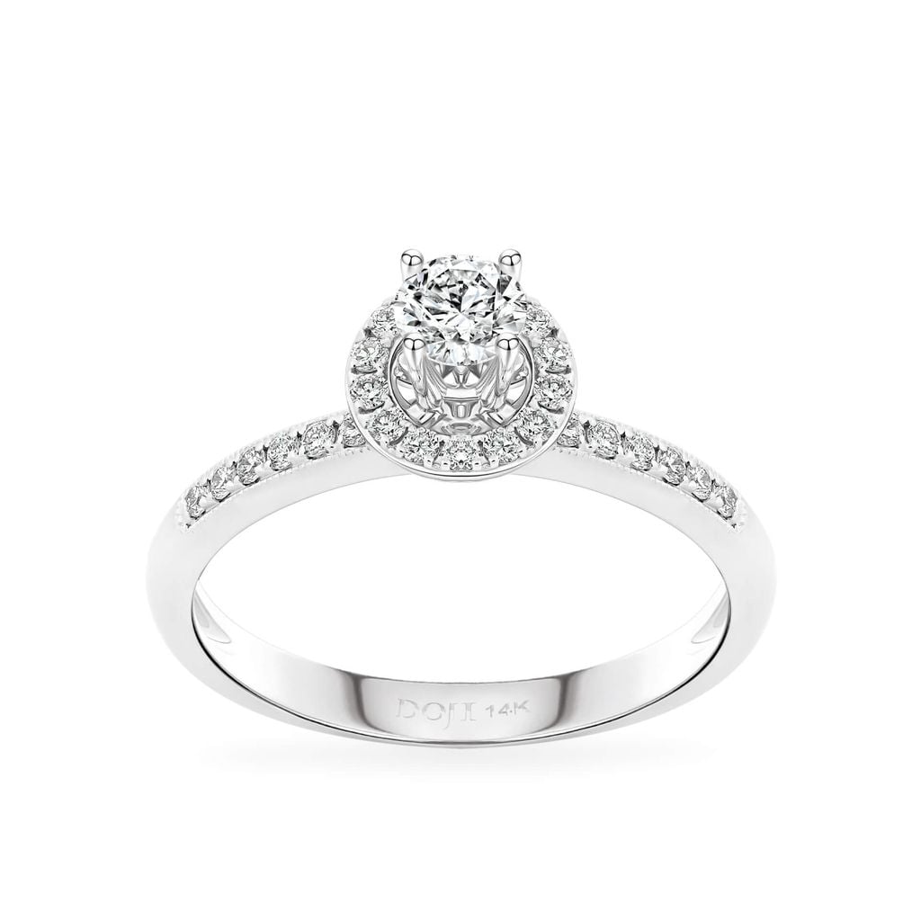 Nhẫn vàng trắng 14K gắn kim cương DOJI AFRB100228F2HA1 
