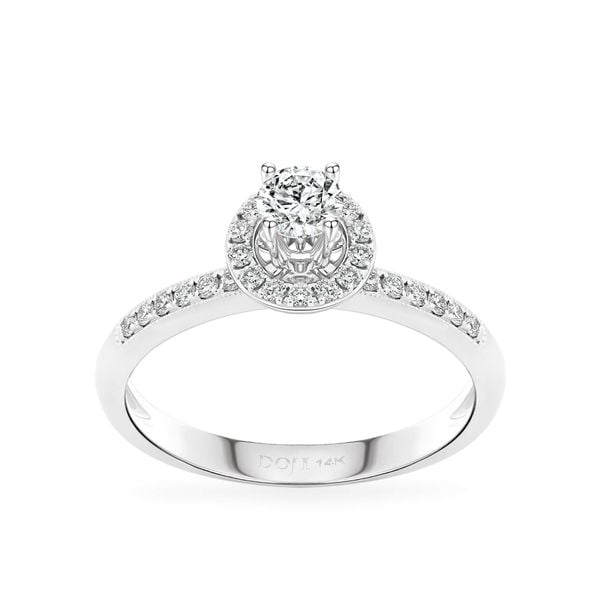 Nhẫn vàng trắng 14K gắn kim cương DOJI AFRB100228F2HA1