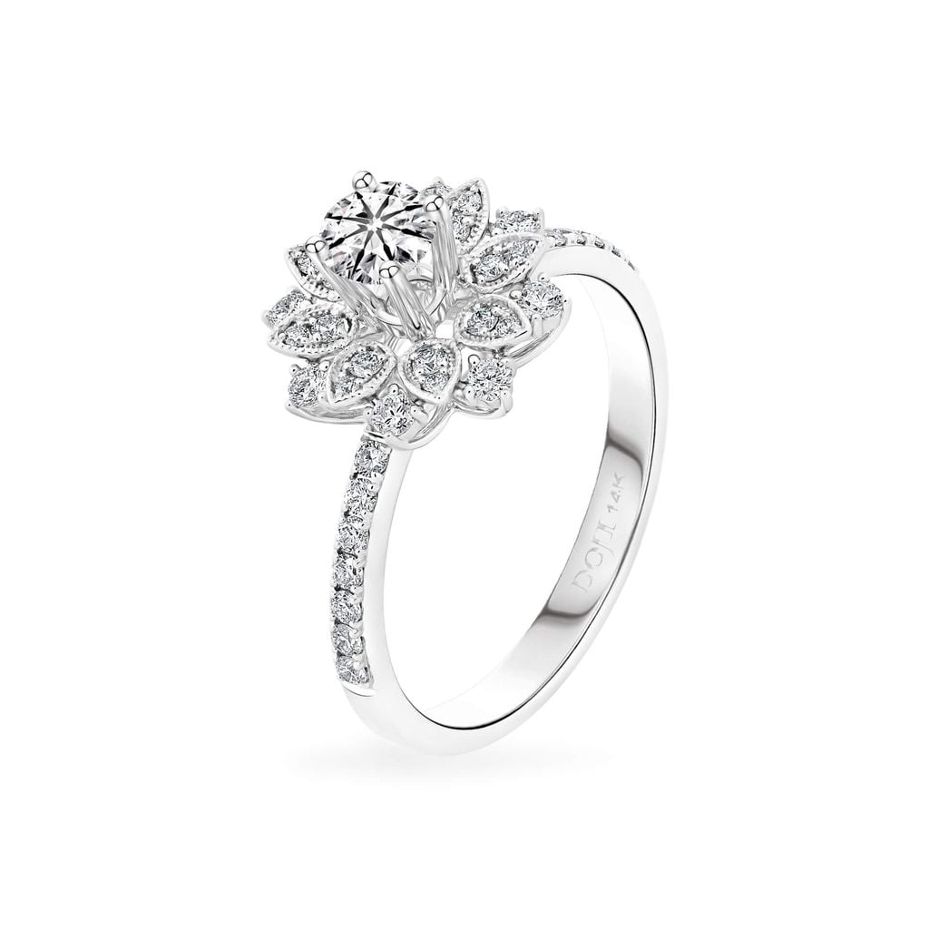 Nhẫn vàng trắng 14K gắn kim cương DOJI AFRB100296F2HA1 
