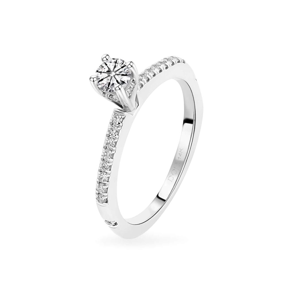 Nhẫn vàng trắng 14K gắn kim cương DOJI AFRB100327F2HA1 