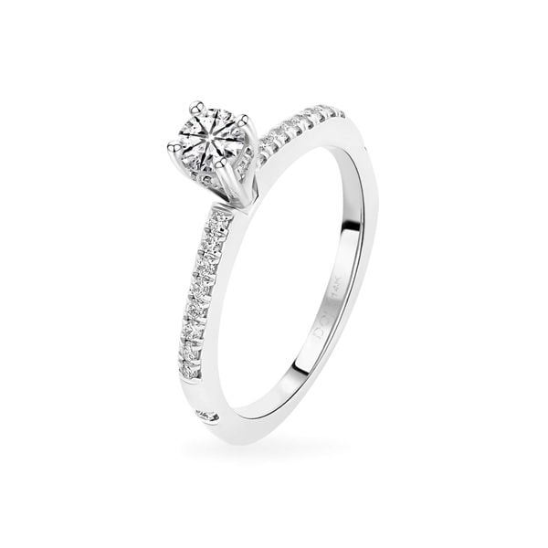 Nhẫn vàng trắng 14K gắn kim cương DOJI AFRB100327F2HA1