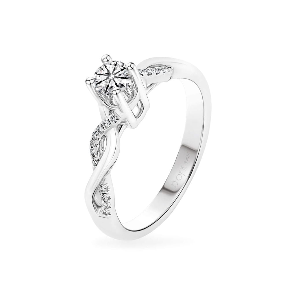 Nhẫn vàng trắng 14K gắn kim cương DOJI AFRB100385F2HA1 