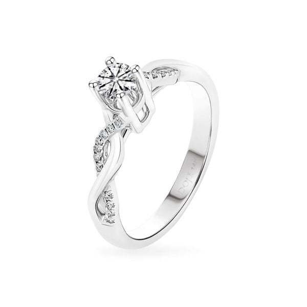 Nhẫn vàng trắng 14K gắn kim cương DOJI AFRB100385F2HA1