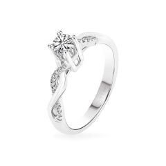 Nhẫn vàng trắng 14K gắn kim cương DOJI AFRB100385F2HA1