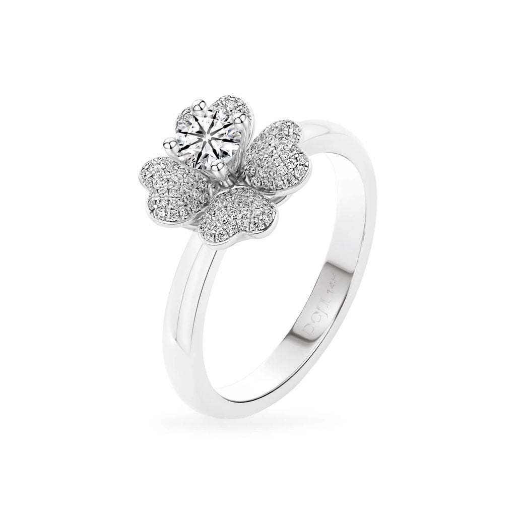 Nhẫn vàng trắng 14K gắn kim cương DOJI AFRB101228F2HA1 