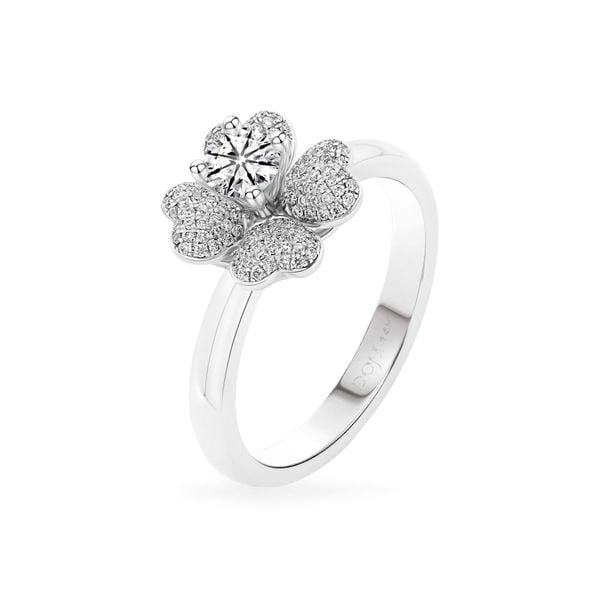 Nhẫn vàng trắng 14K gắn kim cương DOJI AFRB101228F2HA1