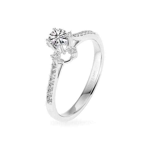 Nhẫn vàng trắng 14K gắn kim cương DOJI AFRB102739F2HA1