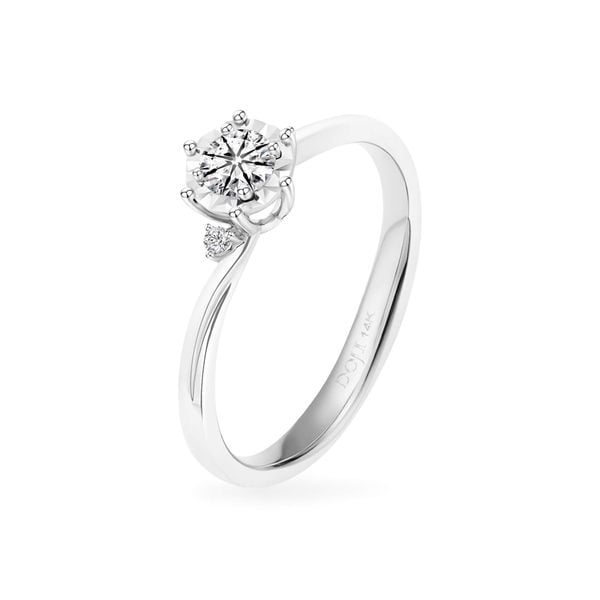 Nhẫn vàng trắng 14K gắn kim cương DOJI AFRB102752F2HA1