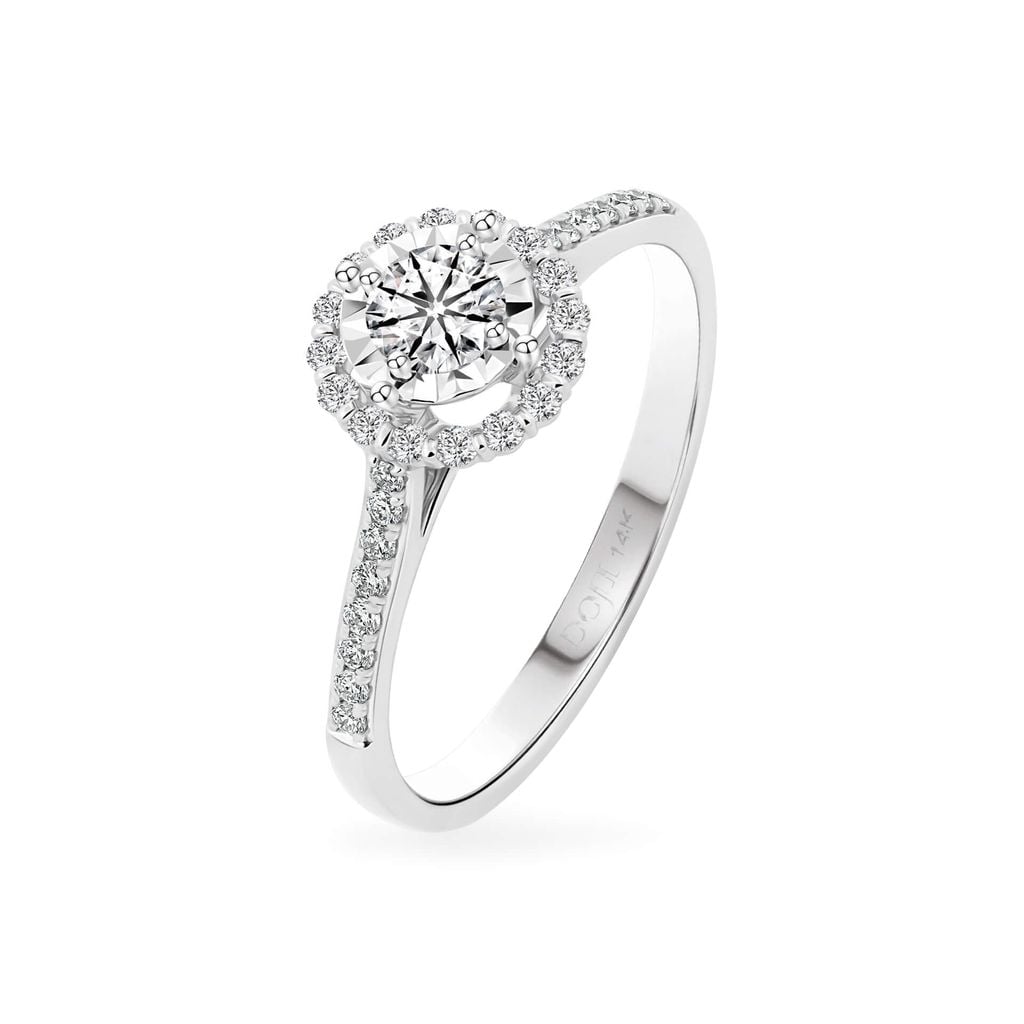 Nhẫn vàng trắng 14K gắn kim cương DOJI AFRB102783F2HA1 