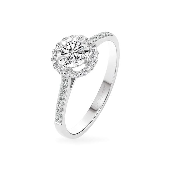 Nhẫn vàng trắng 14K gắn kim cương DOJI AFRB102783F2HA1